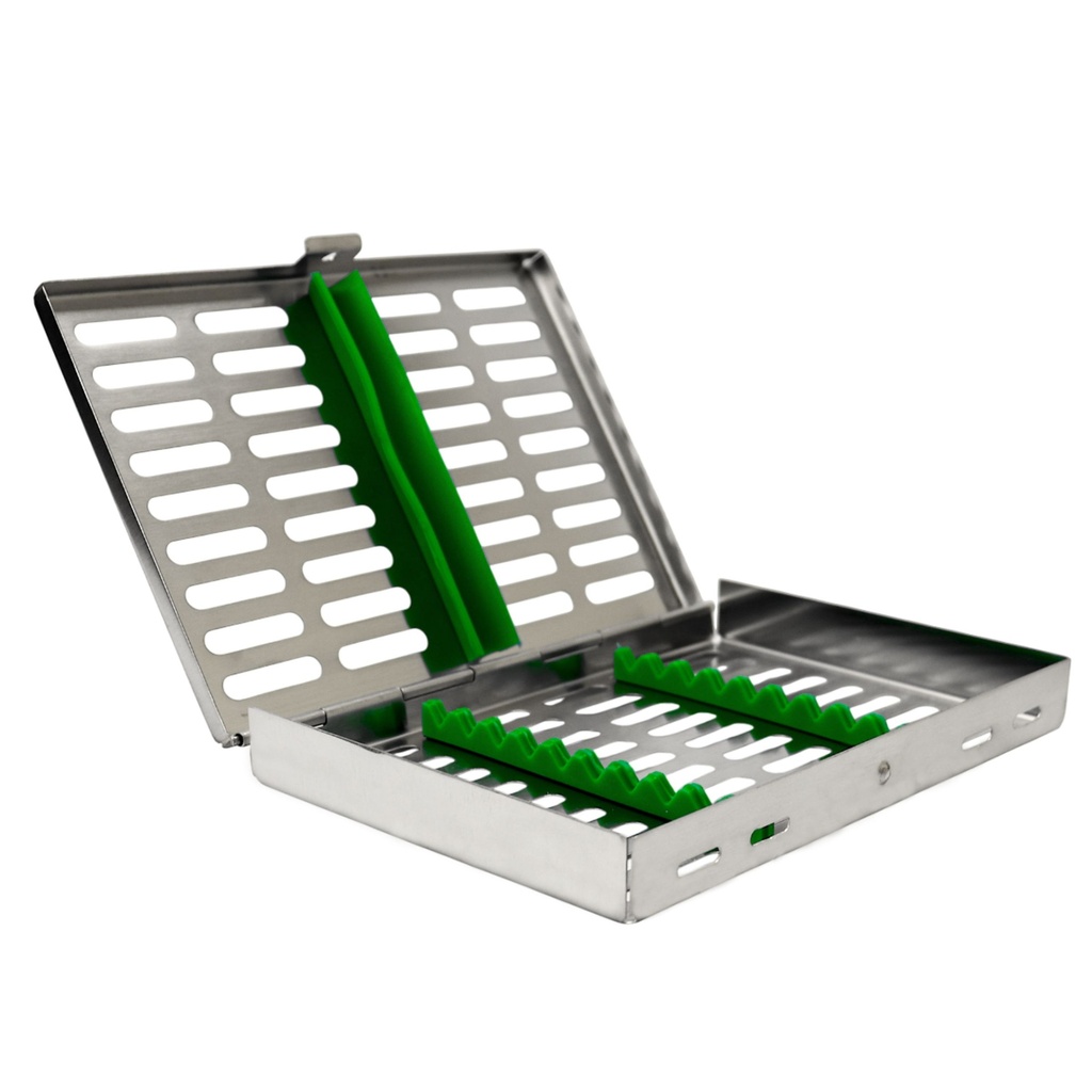 Sterllization Cassettes for 10, 185x130x20mm, Green | ErgoDenta
