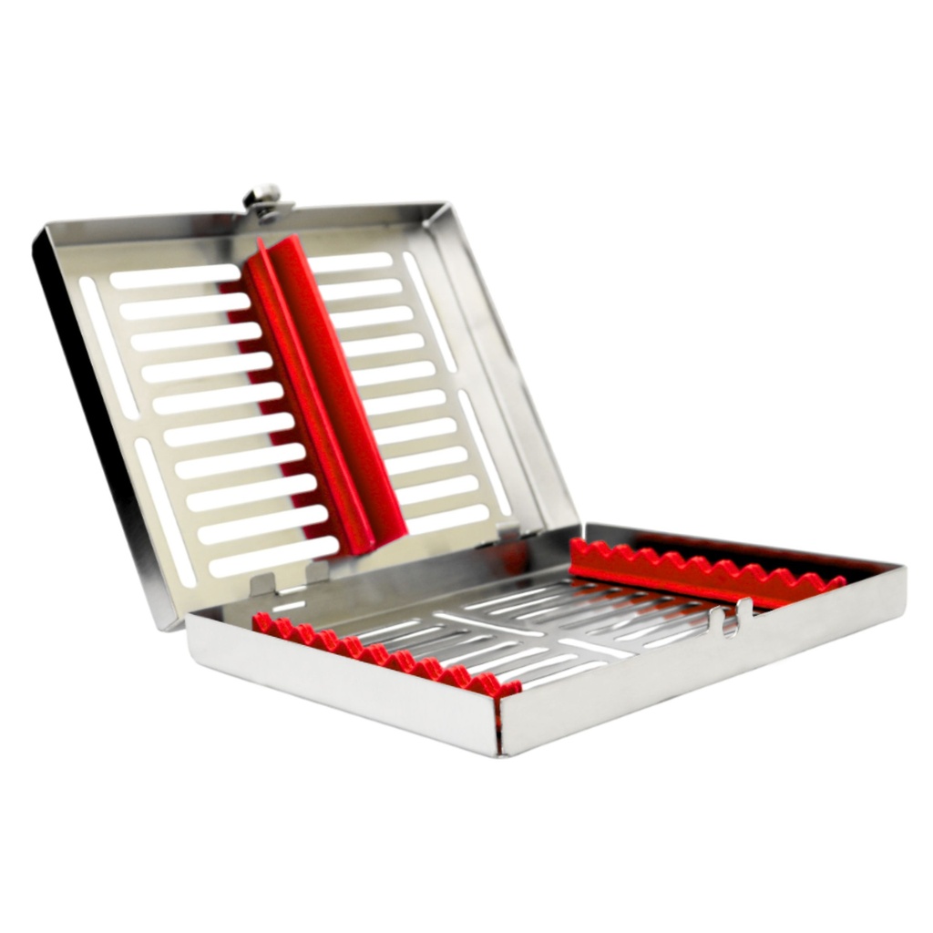 [5512R] Aftagelig låg, sterilisering kassette til 10, 185x145x35mm, rød silikone | ErgoDenta