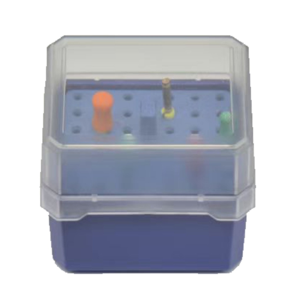 [7454B] Translucent Bur disinfection box Square shape, 36 Holes, Blue | ErgoDenta