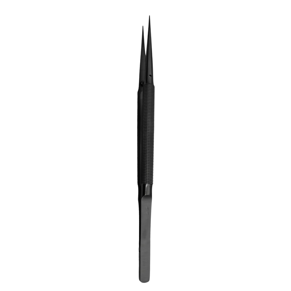 [3802-3G] Mikrokirurgisk pincet, lige, 1-2, 18cm, sort